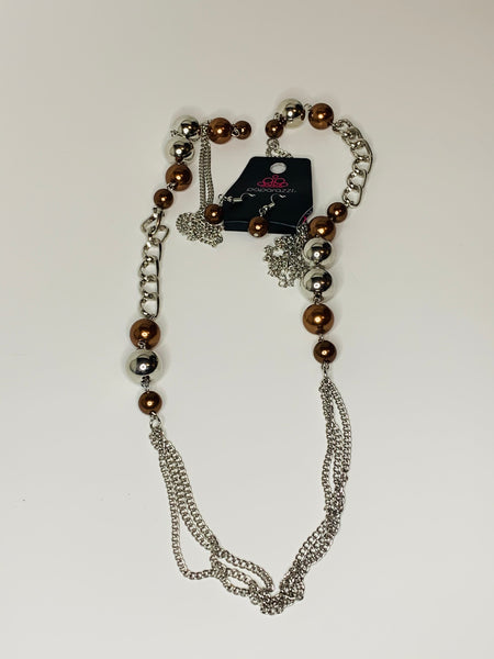 Paparazzi Brown and Silver Bead Necklace